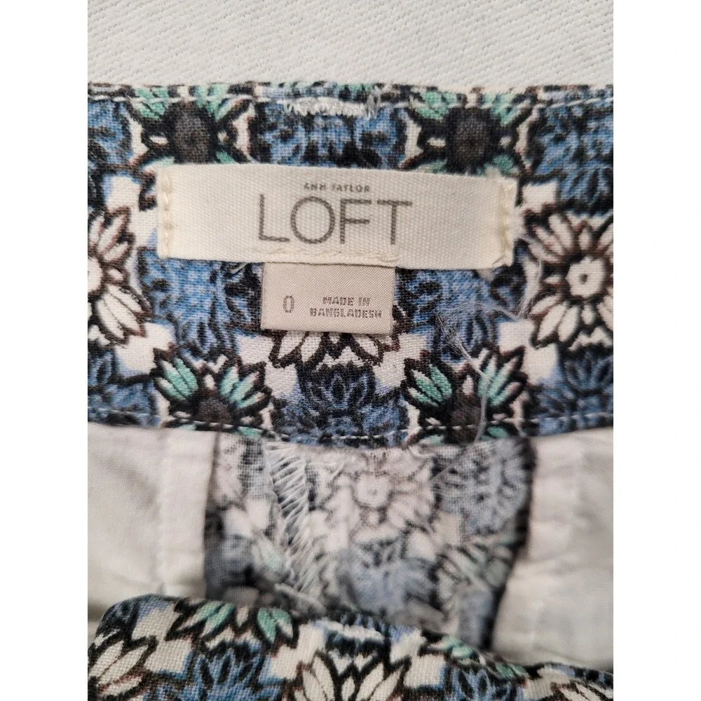 Loft Girls Shorts‎ Beige/Blue Floral Linen Blend Casual Stylish Youth  Size 0/00